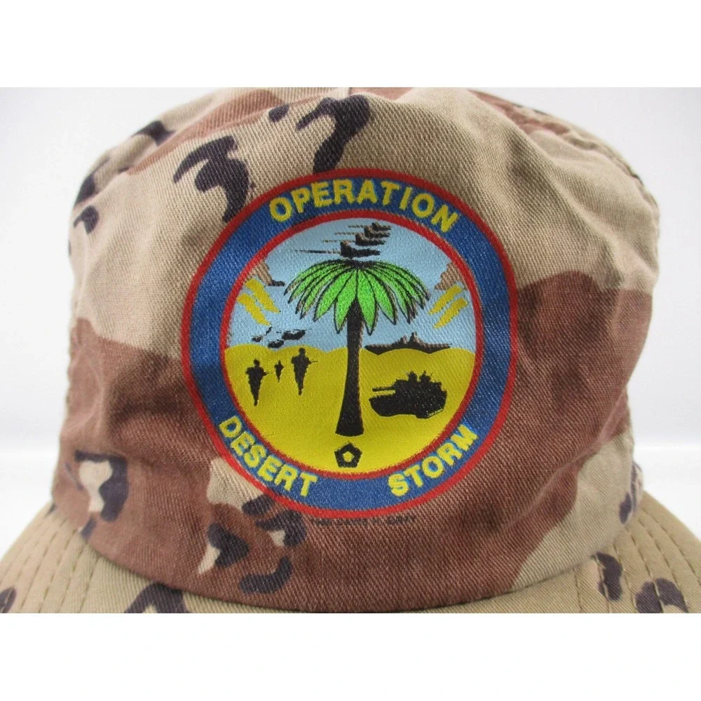 Vintage Operation Desert Storm Hat Mens Brown Camouflage Cap USA Made - One Size